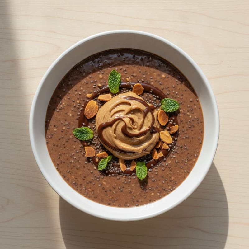 Silky Chocolate Protein Pudding with Chia Seeds