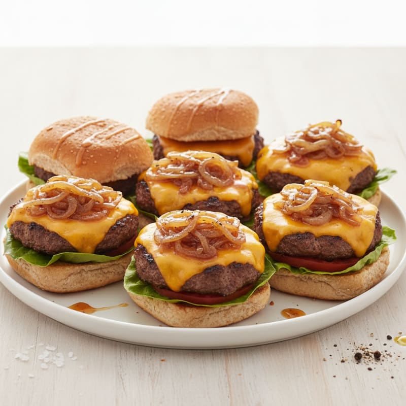 Crispy Caramelized Onion Cheeseburger Sliders
