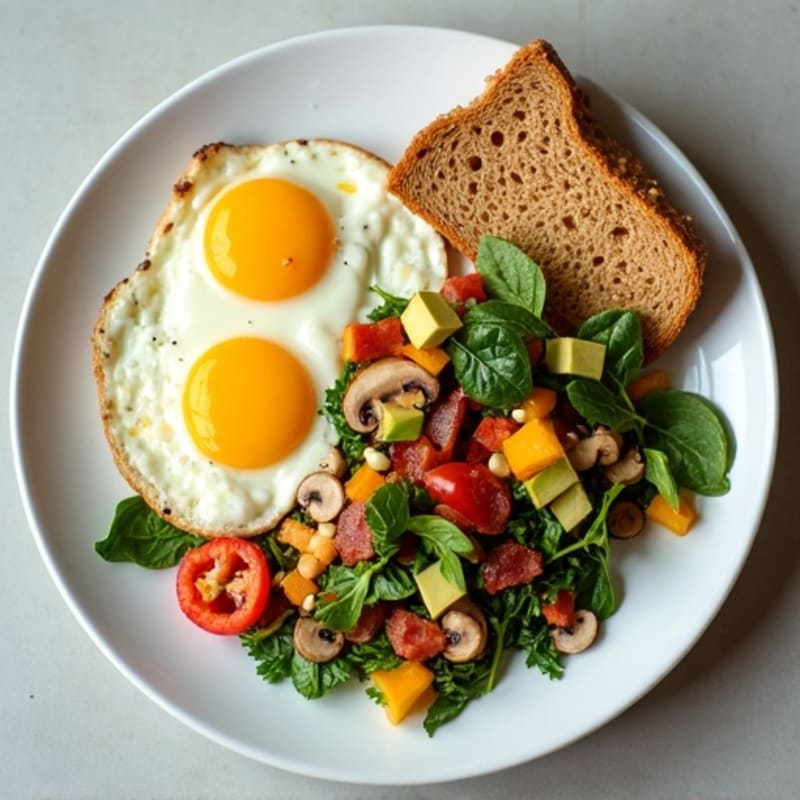 Egg White Scramble with Spinach and Turkey Bacon