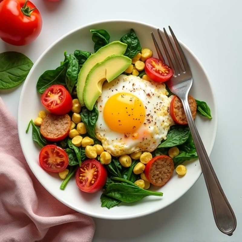 Egg White and Turkey Sausage Scramble with Spinach and Tomatoes