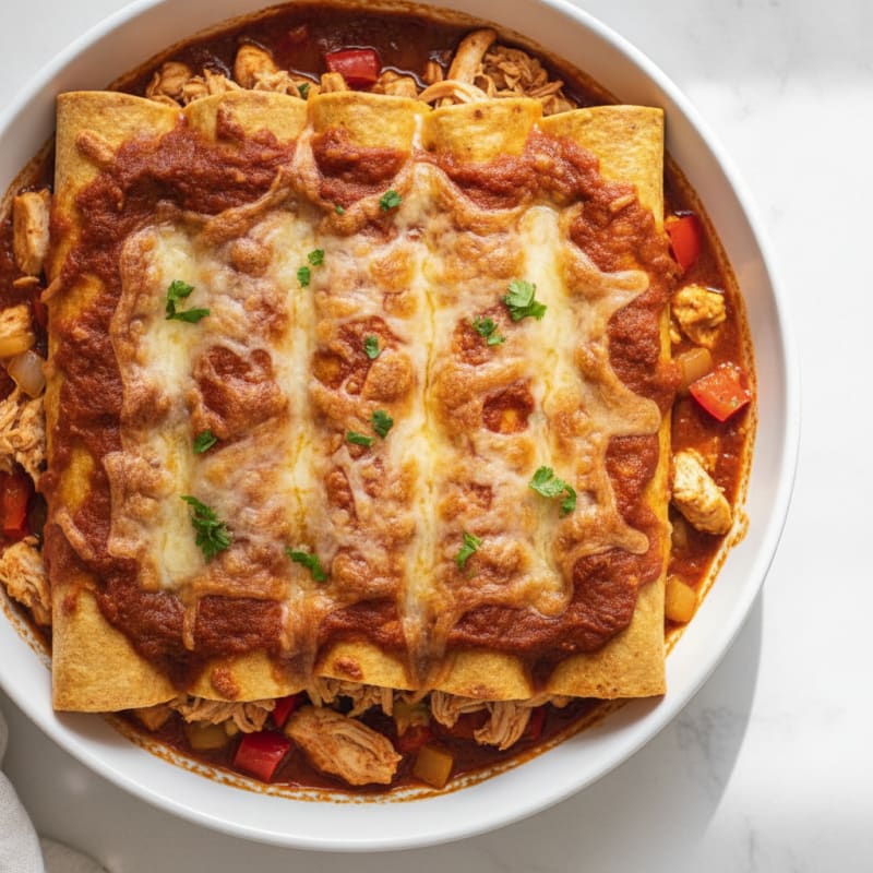 Mexican Chicken Enchiladas with Red Chili Sauce