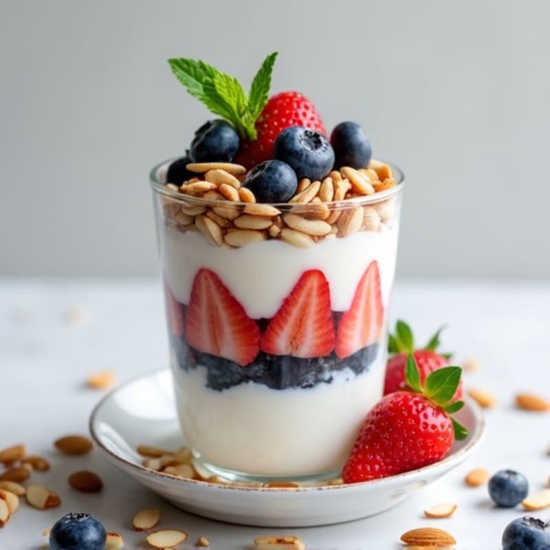 Greek Yogurt Protein Parfait with Berries and Almonds