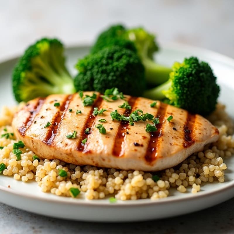 Grilled Turkey Breast with Quinoa and Steamed Broccoli