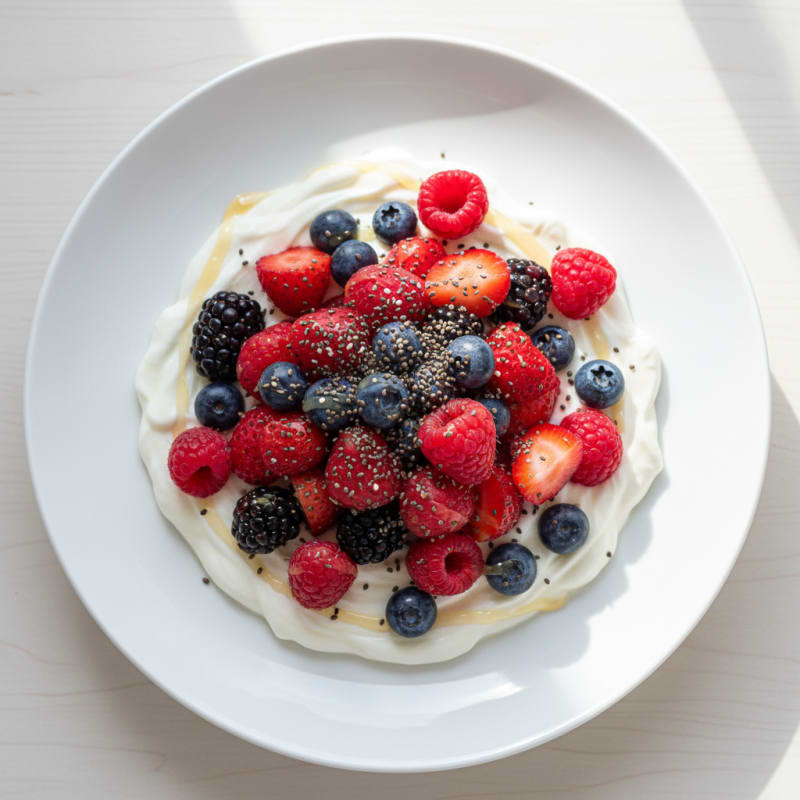 Silky Greek Yogurt Protein Pudding with Mixed Berries