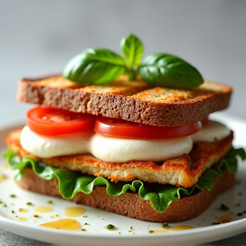 Grilled Fresh Mozzarella, Tomato, and Basil Sandwich