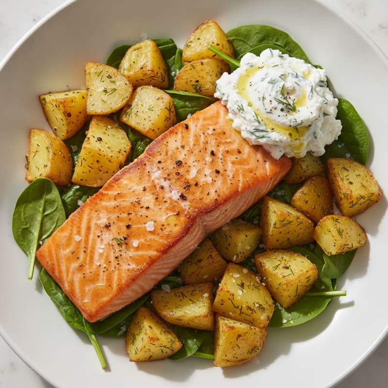Pan-Seared Salmon and Roasted Potato Bowl