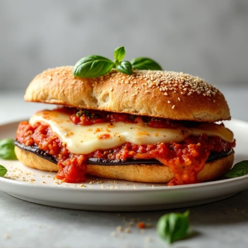 Crispy Baked Eggplant Parmesan Sandwich