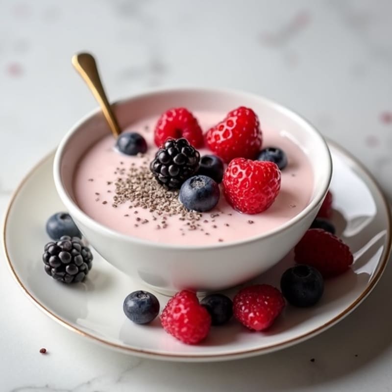 Silky Cottage Cheese Protein Pudding with Mixed Berries