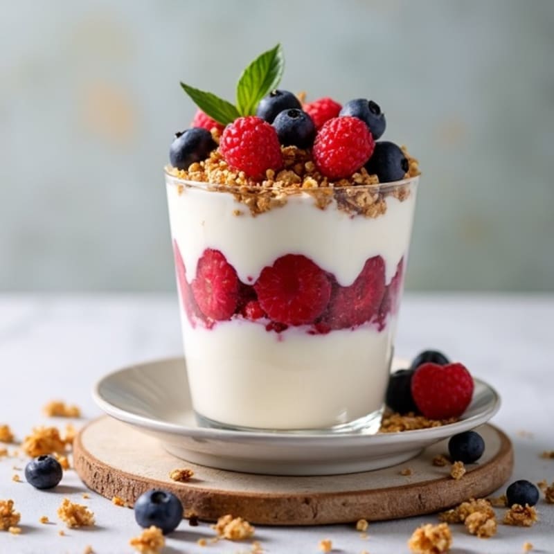 Greek Yogurt Parfait with Mixed Berries and Protein Granola