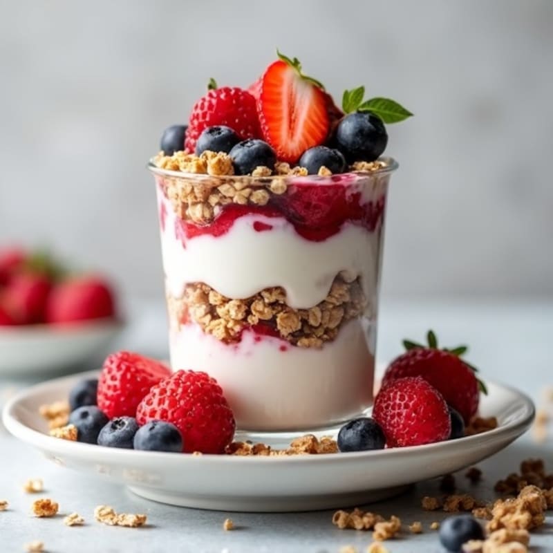 Greek Yogurt Protein Parfait with Mixed Fruit