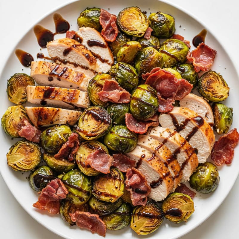 Caramelized Balsamic Brussels Sprouts with Crispy Prosciutto