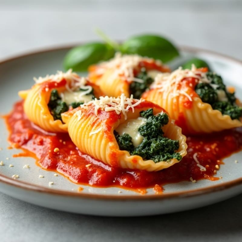 Creamy Baked Spinach Ricotta Stuffed Shells