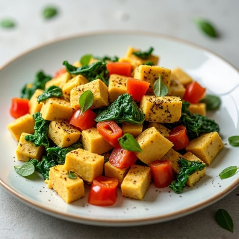 Silky Tofu Scramble with Spinach and Tempeh Crumbles