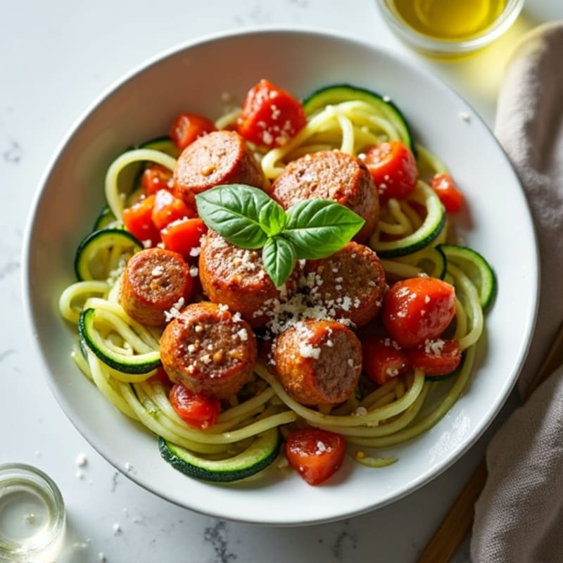 Lean Turkey Sausage Ragu with Zucchini Noodles