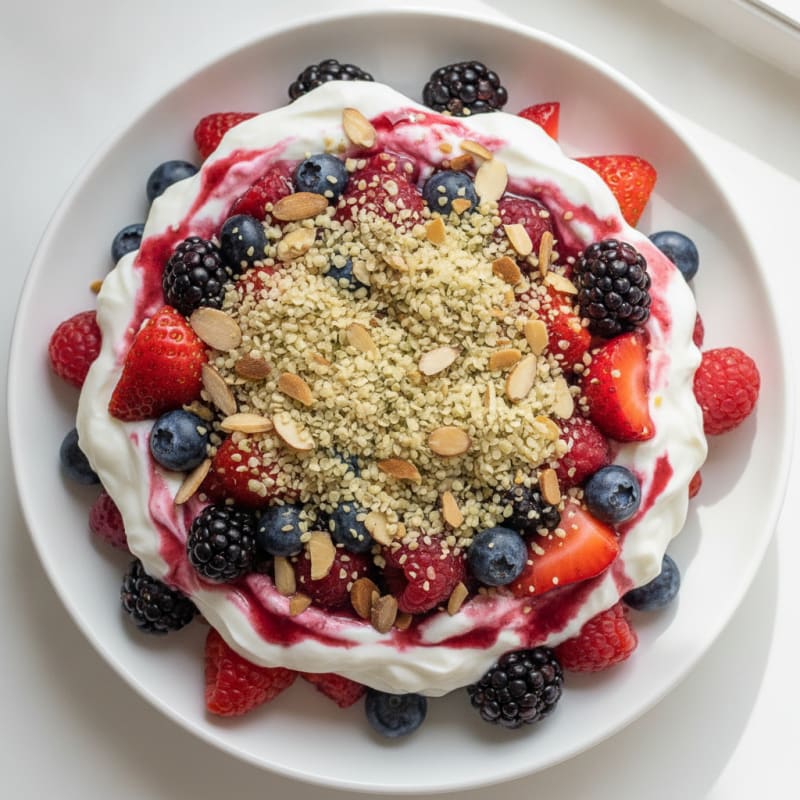 Silky Greek Yogurt Protein Parfait with Mixed Berries