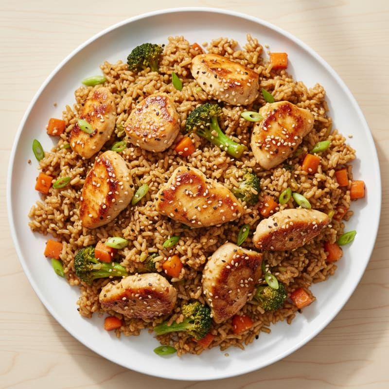 Crispy Sesame-Ginger Chicken Fried Rice