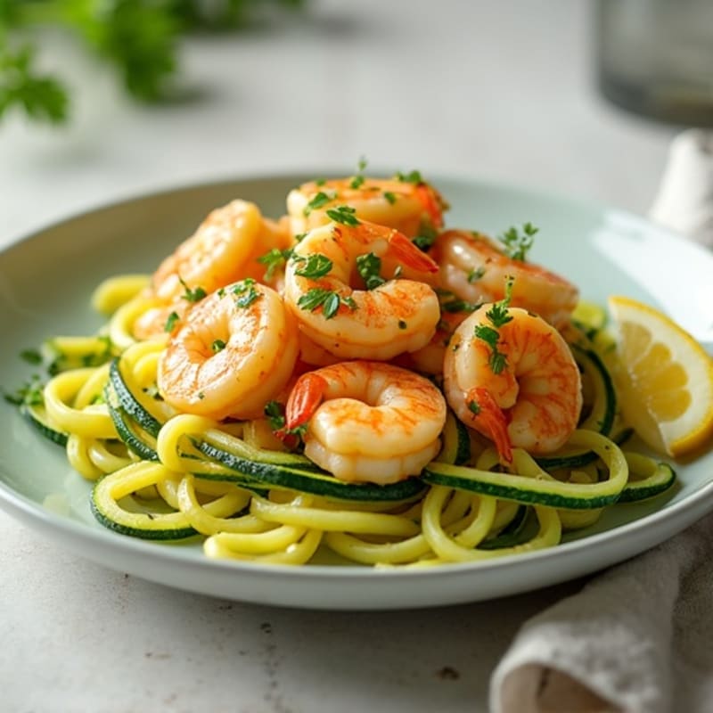 Lemon-Garlic Butter Shrimp with Herb-Infused Zucchini Noodles