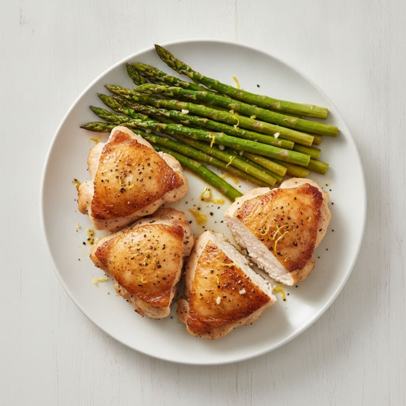 Pan-Seared Chicken Thigh with Roasted Asparagus