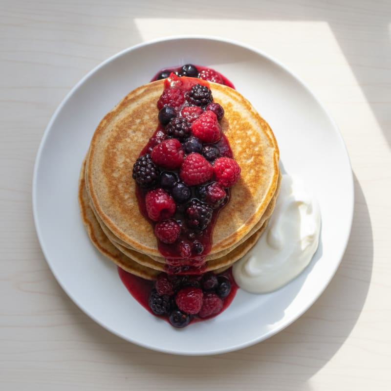 Spelt Flour Pancakes with Berry Compote