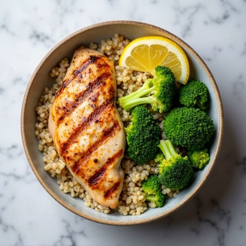 Grilled Chicken Quinoa Bowl with Roasted Broccoli