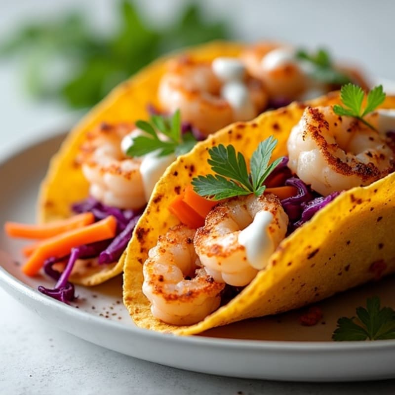 Crispy Pan-Seared Shrimp Tacos with Fresh Cabbage Slaw
