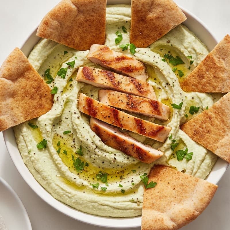 Garlic Herb Hummus with Pita Chips