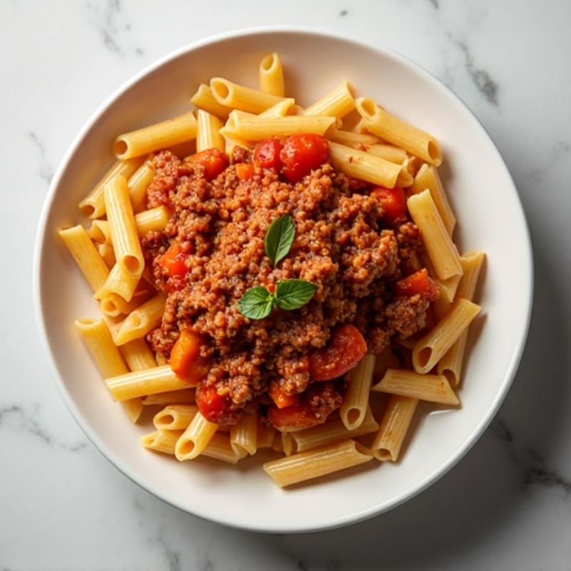 Hearty Lean Beef Bolognese with Whole Wheat Rigatoni