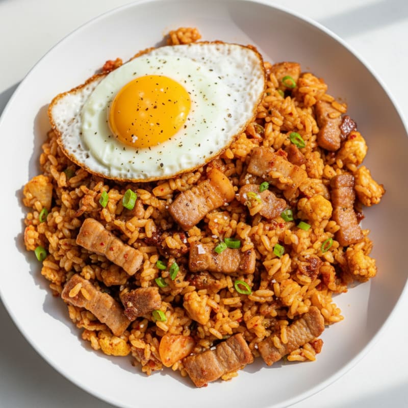 Kimchi Fried Rice with Pork Belly