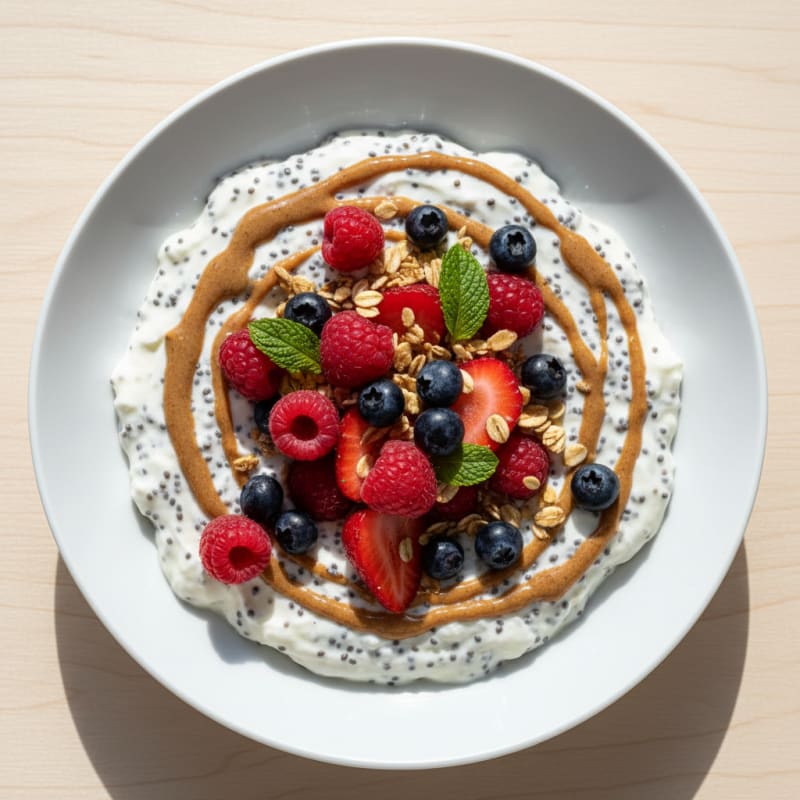 Silky Greek Yogurt Protein Pudding with Mixed Berries