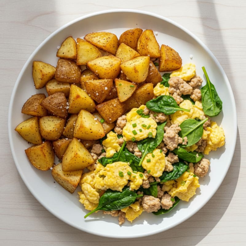 Hearty Scrambled Eggs with Roasted Potatoes
