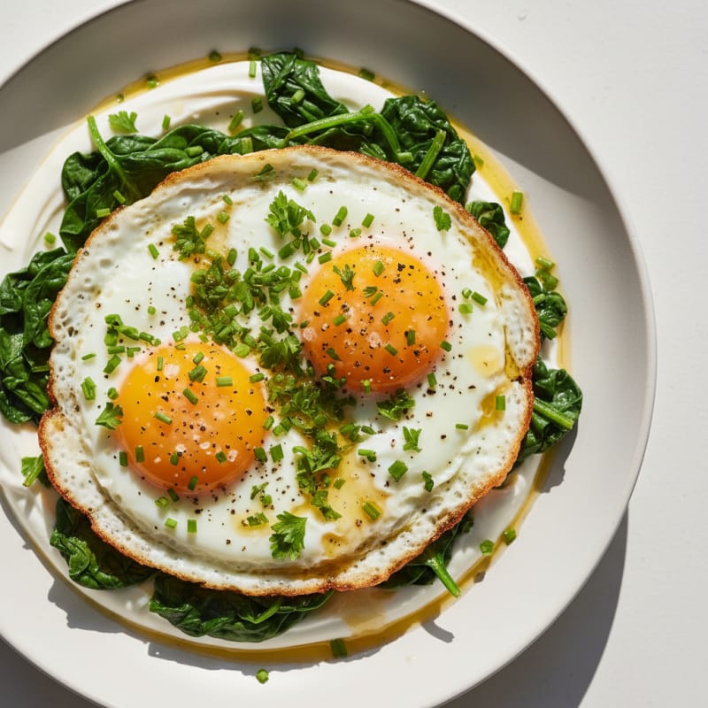 Golden Pan-Seared Eggs with Crispy Herbs