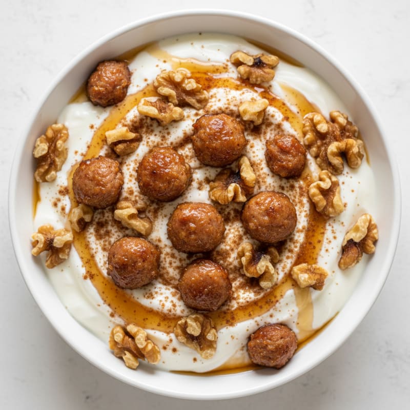 Protein Vanilla Yogurt Bowl with Sausage Crumble