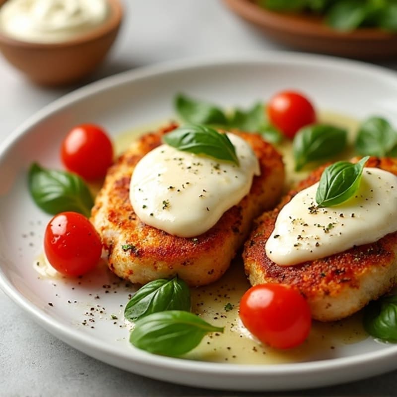 Crispy Chicken with Fresh Tomato, Basil, and Melty Mozzarella