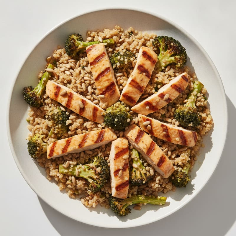 Grilled Chicken and Quinoa Salad with Roasted Broccoli