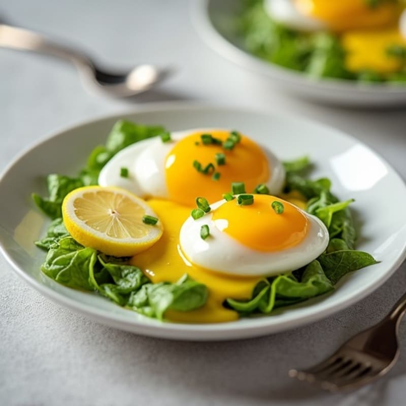 Herb-Poached Eggs with Creamy Avocado Hollandaise