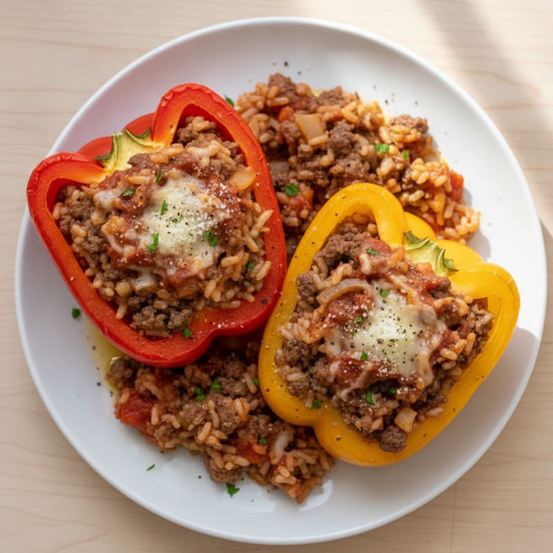 Beef and Rice Stuffed Bell Peppers