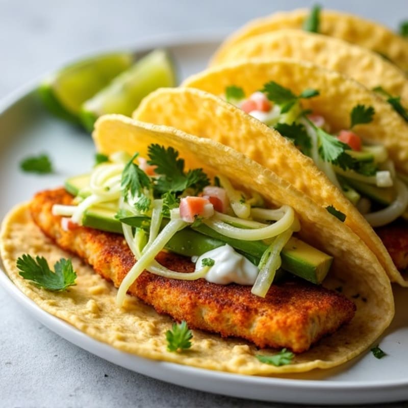 Crispy Baked Cod Fish Tacos with Lime Slaw