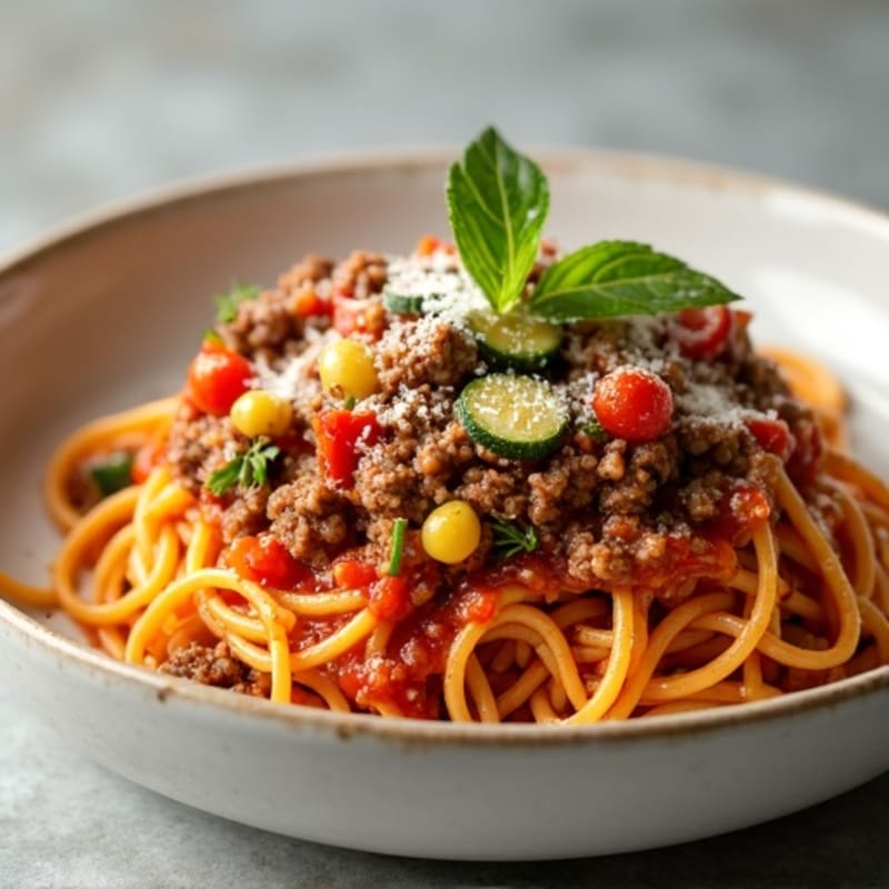Hearty Lean Ground Beef and Veggie Spaghetti