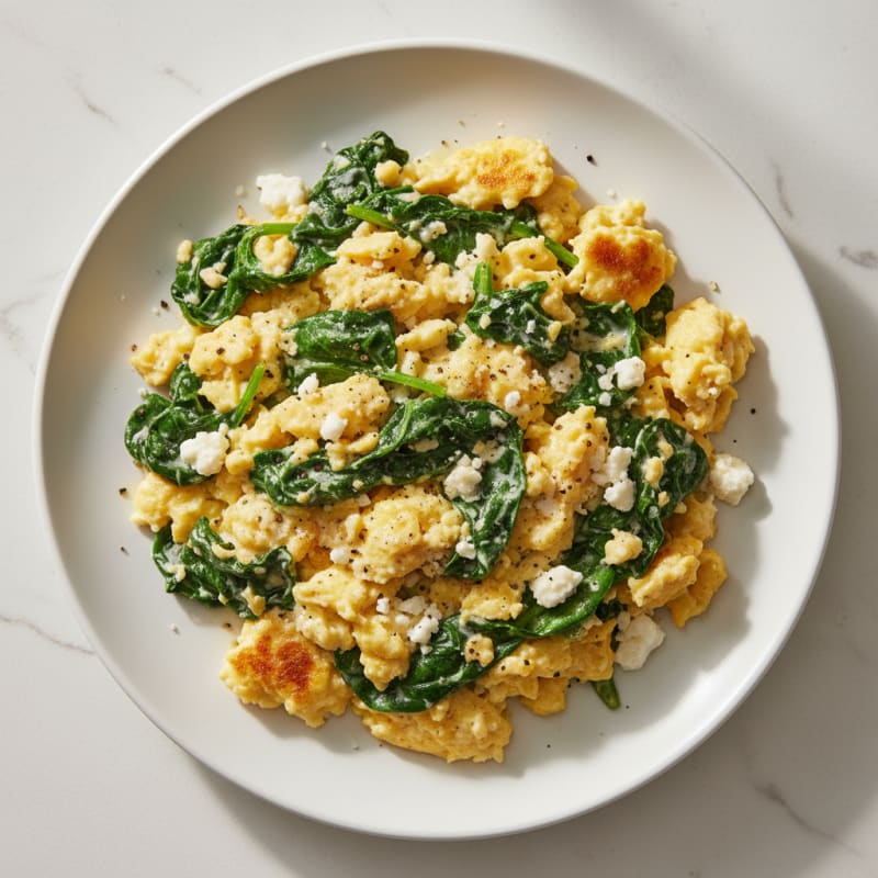 Creamy Spinach and Feta Scrambled Eggs