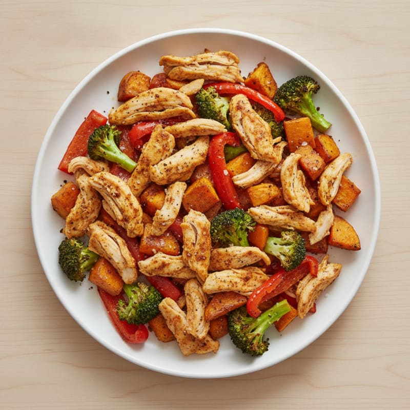 Shredded Chicken with Roasted Vegetables