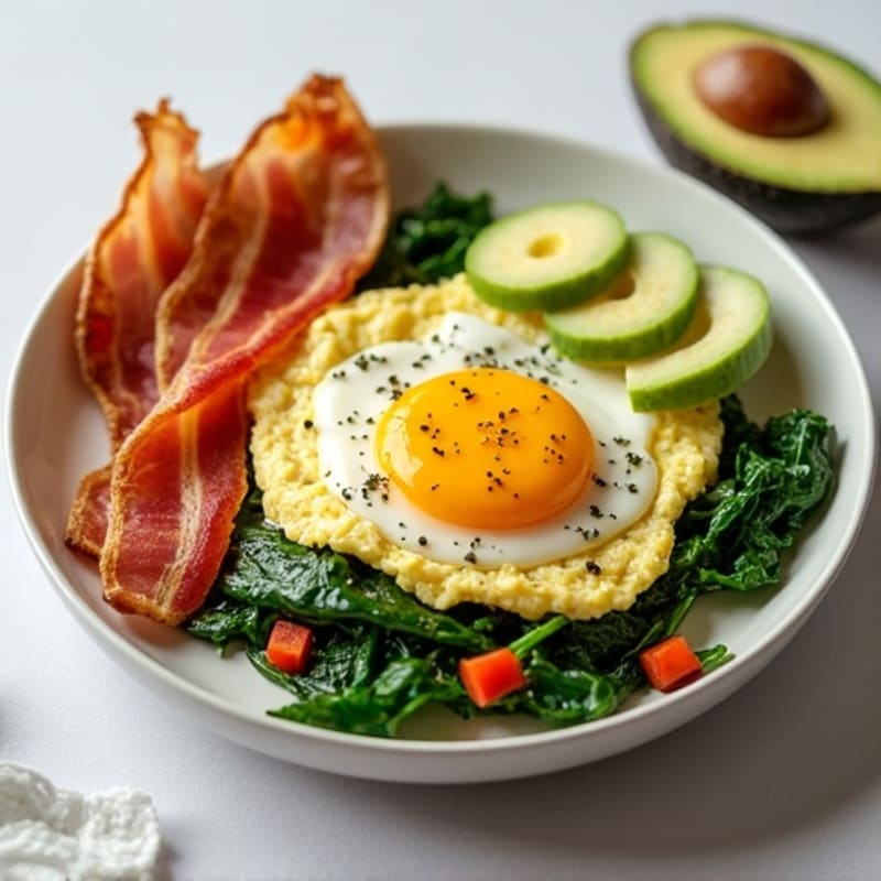 Egg White Scramble with Spinach and Turkey Bacon