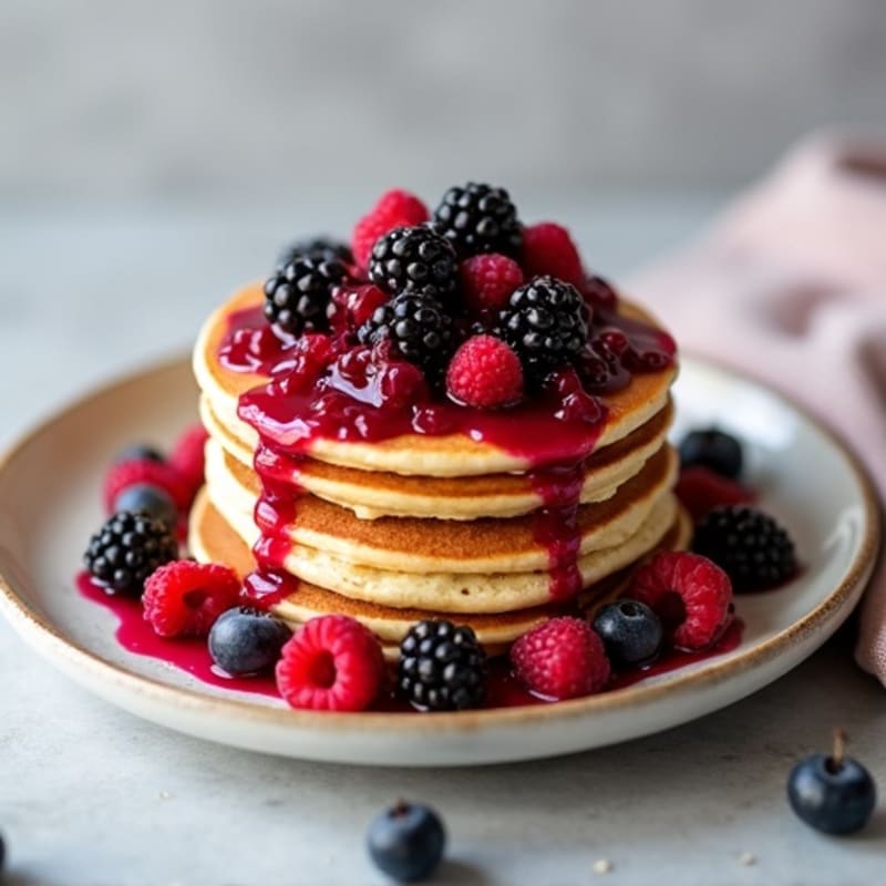 Fluffy Protein Pancakes with Berry Compote