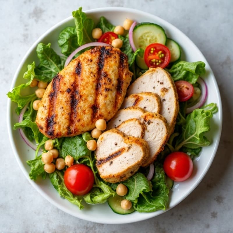 Grilled Turkey Breast Salad with Chickpeas and Lemon-Tahini Dressing