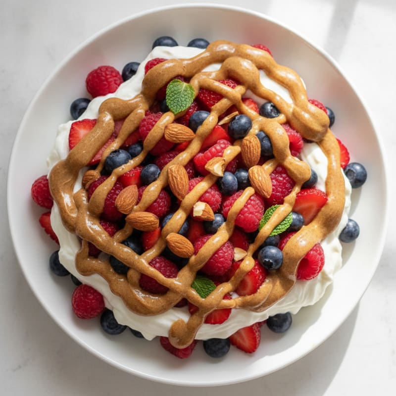 Greek Yogurt Protein Parfait with Berries and Almond Butter