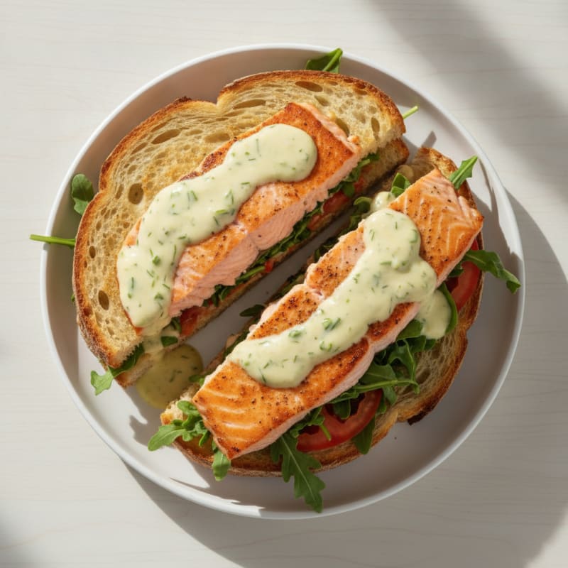 Pan-Seared Salmon Sourdough Sandwich