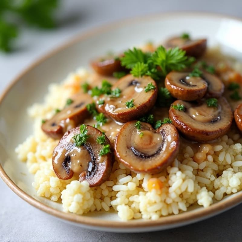 Creamy Mushroom Beef Stroganoff with Cauliflower Rice
