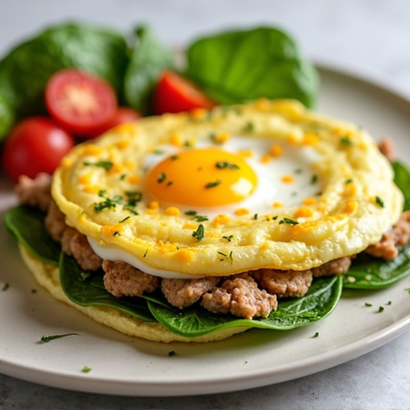 Egg White Spinach Omelette with Turkey Sausage