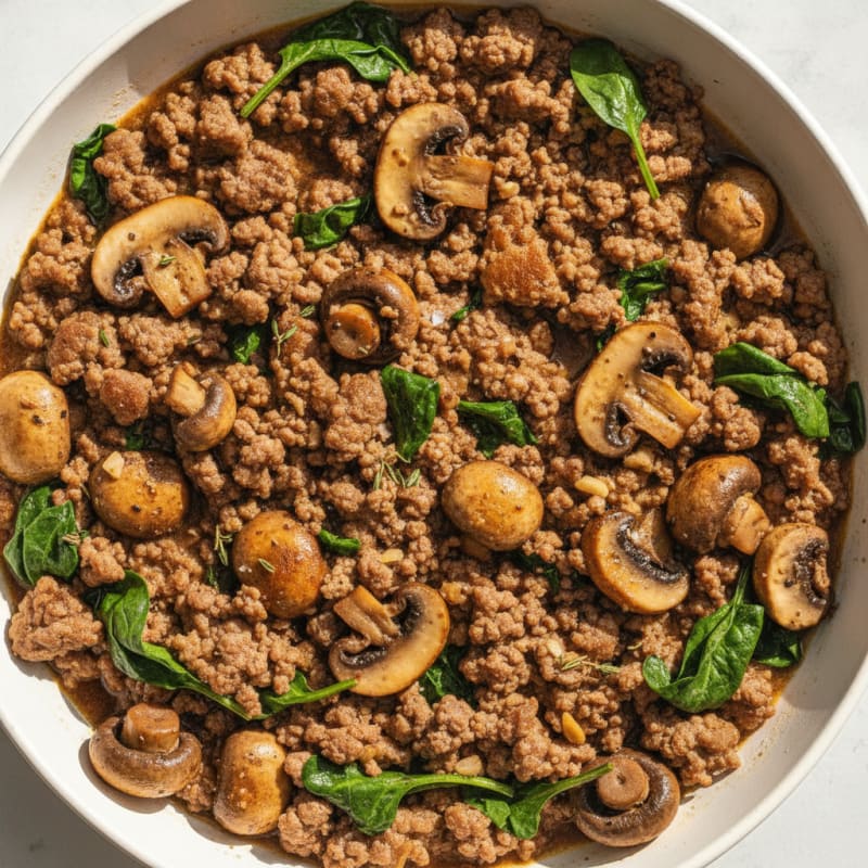Savory Ground Beef and Mushroom Skillet