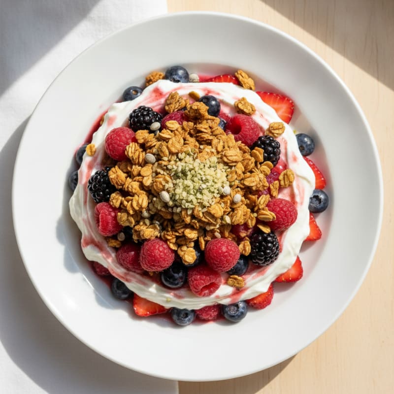 Greek Yogurt Protein Parfait with Mixed Berries