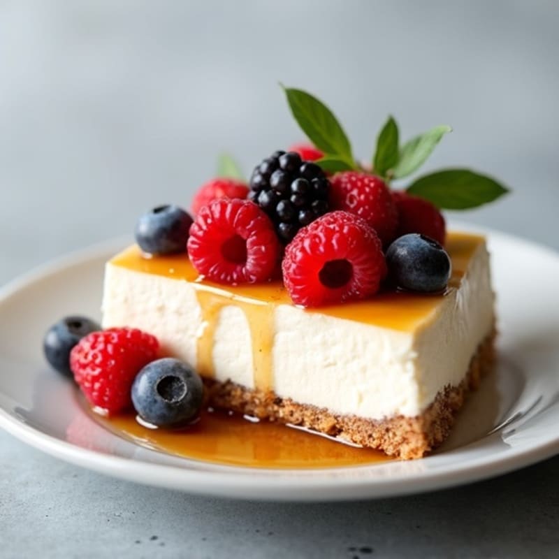 Creamy Greek Yogurt Protein Cheesecake with Fresh Berries